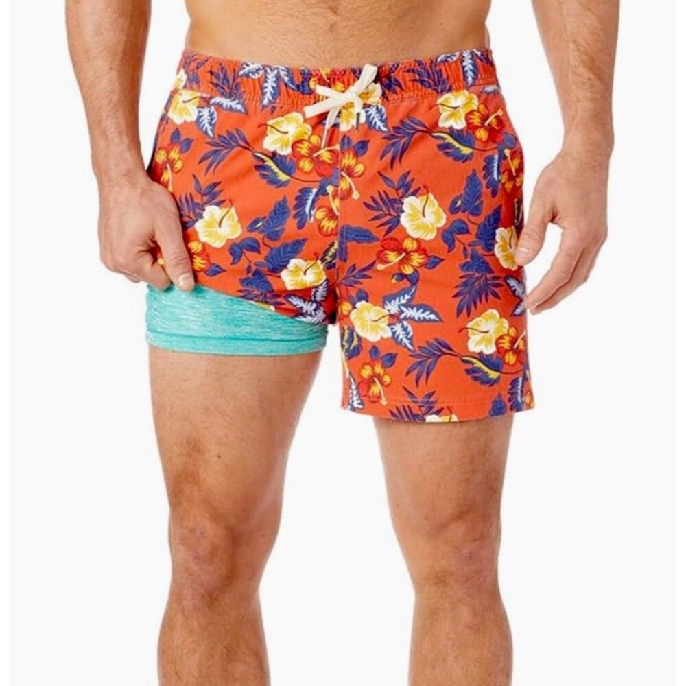 FAIR HARBOR Men's The Bungalow 5 in Shorts Swim Trunk Red Tropics Beach Surf 3XL